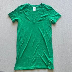 Victoria Secret PINK V neck Kelly Green Tee